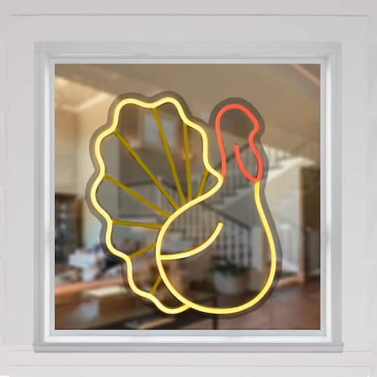 15" LED Neon Style Fall Harvest Turkey Window Silhouette By Northlight in Yellow | Michaels®
